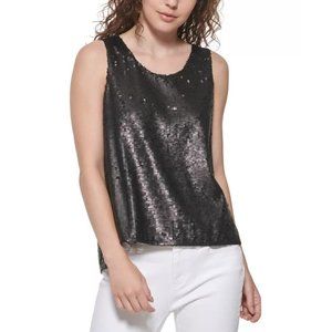 DKNY Women's Black Sequin Sleeveless Tank Top NWT Size XS B2-03